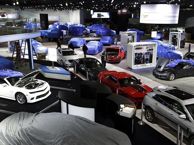 Gearing up .... The General Motors display area at the North American International Auto Show in Detroit. Picture: AP