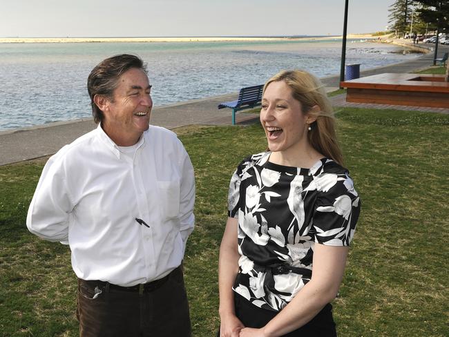 Grant and Emma McBride celebrate after Emma’s election to Wyong Council in 2008. Picture: Peter Clark