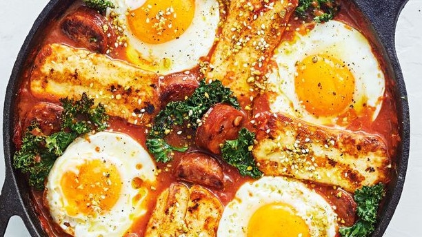 This haloumi shakshuka dish uses just five ingredients. Picture: Supplied