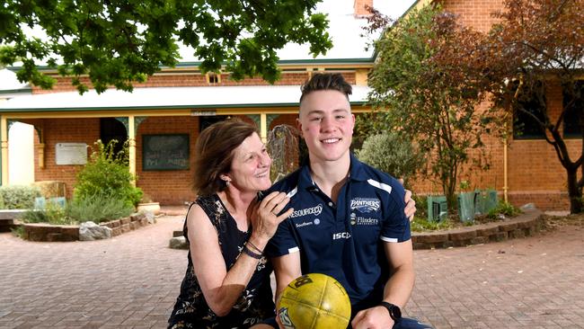 Tom Sparrow back at his old primary school in Scott Creek in the Adelaide Hills. Picture: Tricia Watkinson