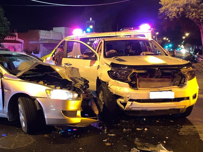 A woman who told police she knew she was over the limit has crashed in Richmond on Burnely St after blowing 0.150. Picture: Yarra Police