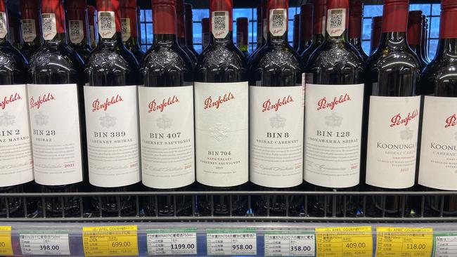 About half of the Australian wine sold in China is Treasury’s Penfolds range. Picture: Will Glasgow