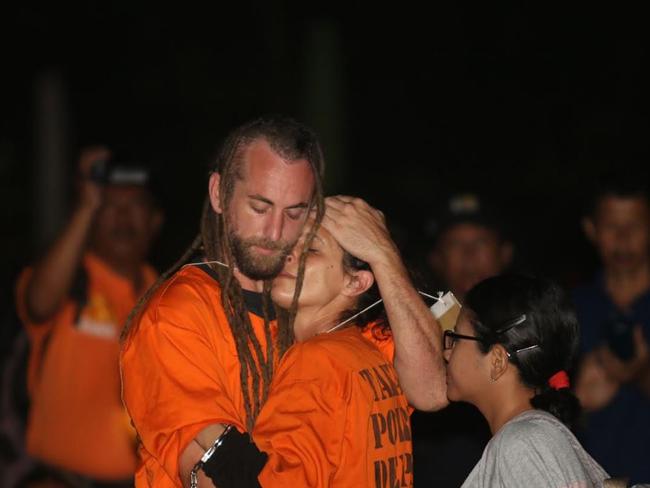 Re-enactments were conducted at three locations - the first Kuta Beach. Picture: Zul Edoardo.