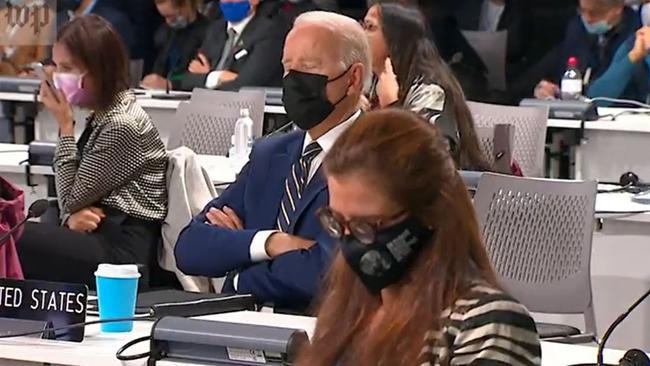 US President Joe Biden appears to fall asleep during COP26 summit. Picture: Twitter