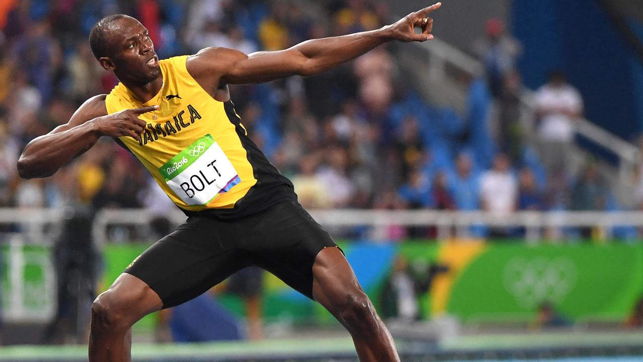 Usain Bolt and his iconic celebration.