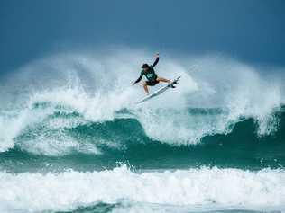 Reef Heazlewood knocked fellow Sunshine Coast product Julian Wilson out of the Quiksilver Pro on Friday. Heazlewood is pictured in action during the trials. Picture: WSL / Dunbar.