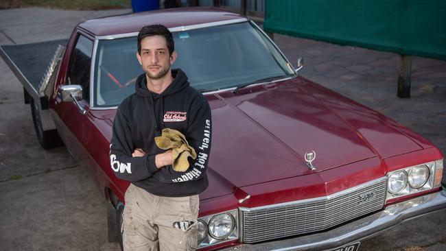 Dean Nyitrai, 27, was left devastated when his custom 1974 Kingswood was stolen from outside his Hampton Park home. Picture: Jason Edwards