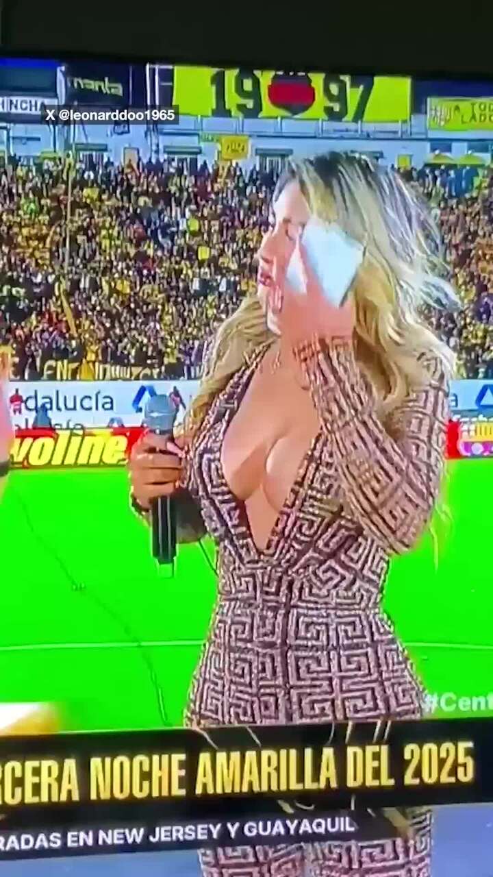 TV presenter nearly suffers wardrobe malfunction