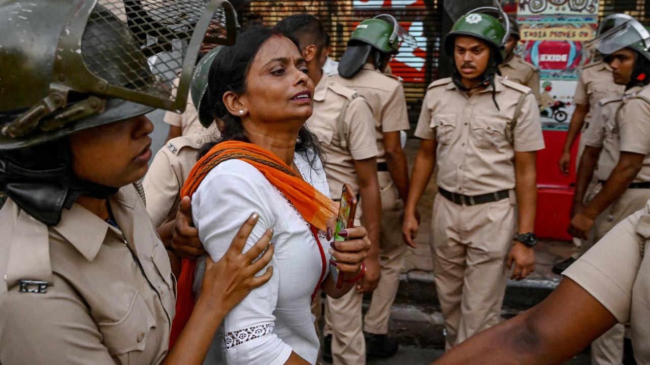 An activist and supporter of Bharatiya Janata Party during a protest. Picture: Dibyanghsu Sarkar/AFP