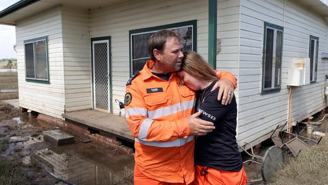 Coraki residents and SES members Daniel Clark and Nancy Grimmare on March 6 last year. Picture: Toby Zerna