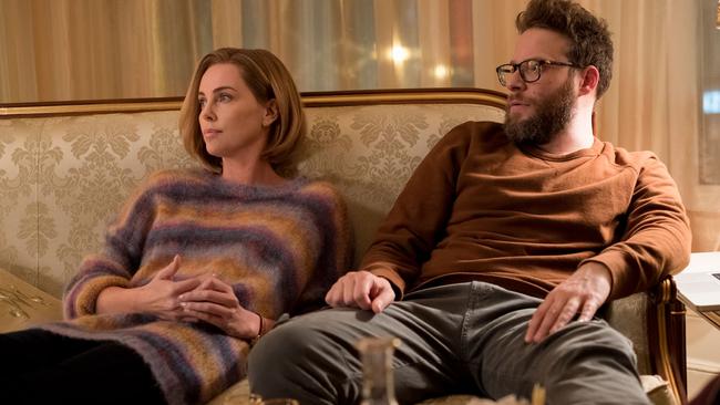 Charlize Theron and Seth Rogen make an unlikely couple in Long Shot.