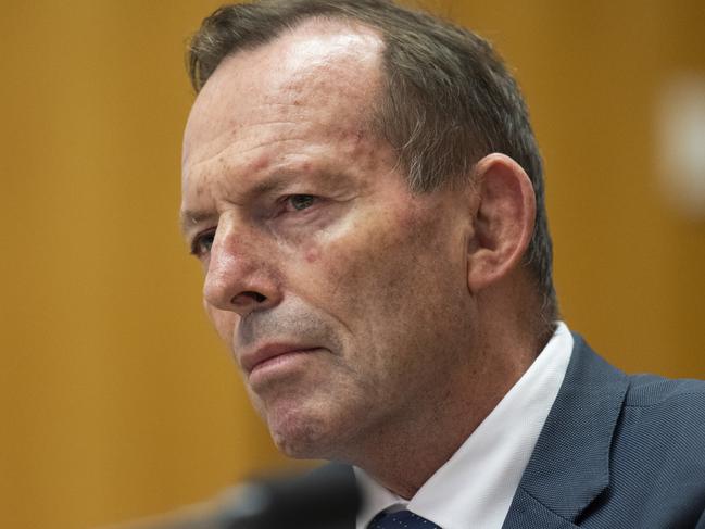 CANBERRA, AUSTRALIA - MAY 1: Former Prime Minister Tony Abbott appears before the working committee for the Voice to Parliament at Parliament House Canberra. Picture: NCA NewsWire / Martin Ollman