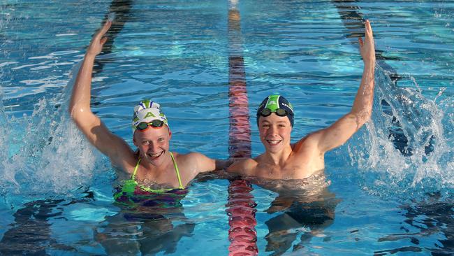 Rebecca Jacobsen of McDowall and Sam Short of Bunya from the Albany Creek Swim Club. they both medaled at the Australian Age Championships as juniors. Picture: Josh Woning.