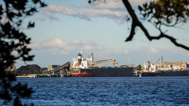 Coal ships are loaded with coal in the Port of Newcastle. Picture: Liam Driver