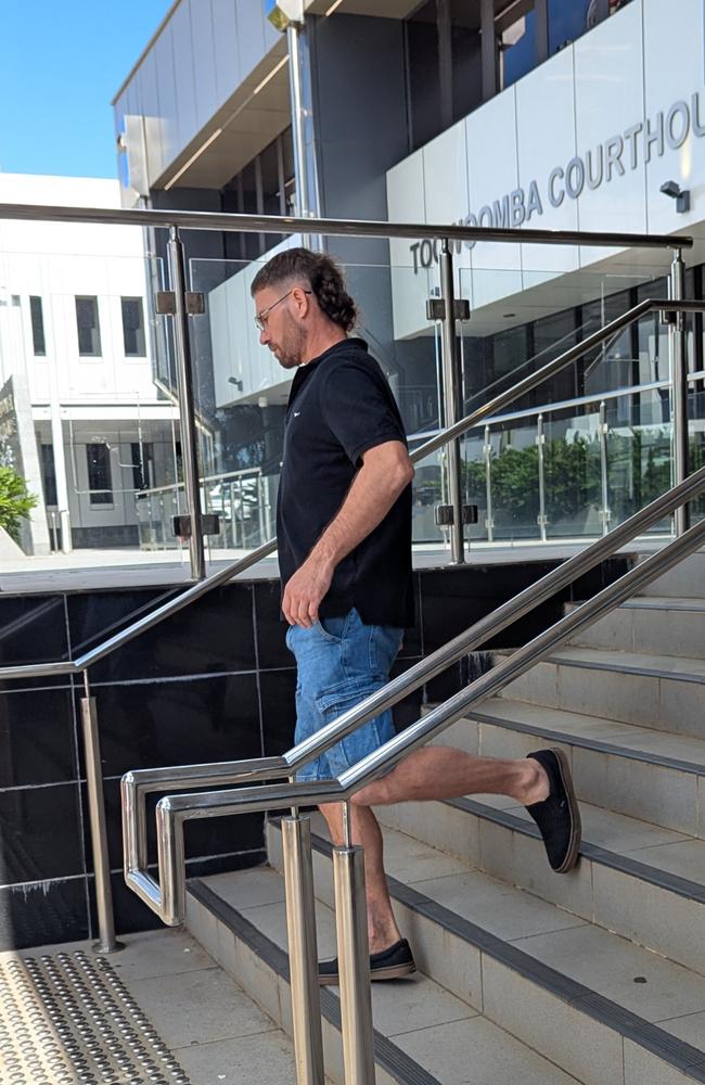 Andrew Paul Macey leaving the Toowoomba courthouse on May 6, 2025, after pleading guilty to a spate of dishonesty offences he committed in the Gladstone region.