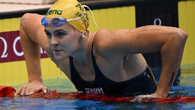 Shayna Jack of Team Australia reacts after competing in the Women's 50m Freestyle