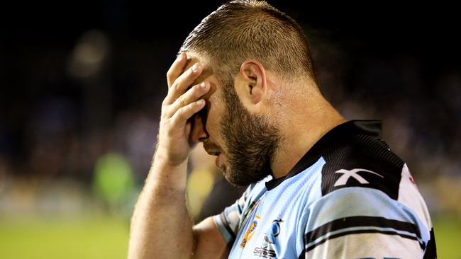 Wade Graham after a high tackle on Johnathan Thurston during the Cronulla Sharks v North Queensland Cowboys NRL round 14 game at Shark Park, Cronulla. pic Mark Evans