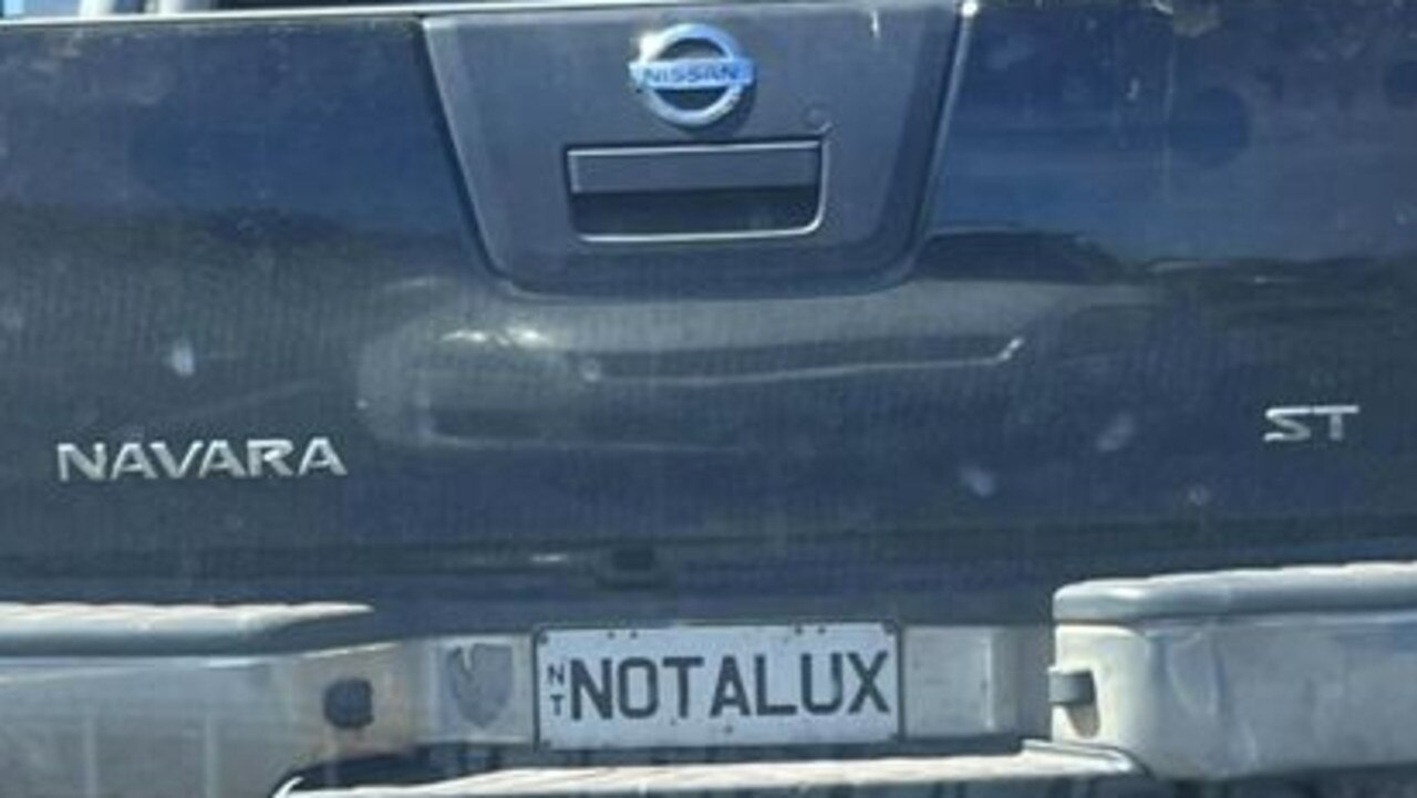 NT funny number plate, NOTALUX. Picture: Facebook / Kristian Talbot