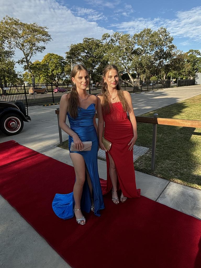 Twins Emily and Bonnie Whittaker arriving at the formal.