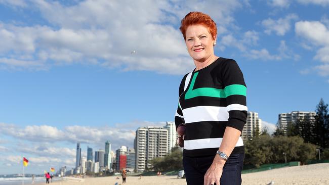 Pauline Hanson on the Gold Coast. Pic: Richard Gosling