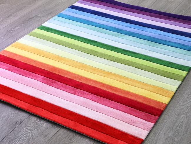 World graffiti rainbow rug.