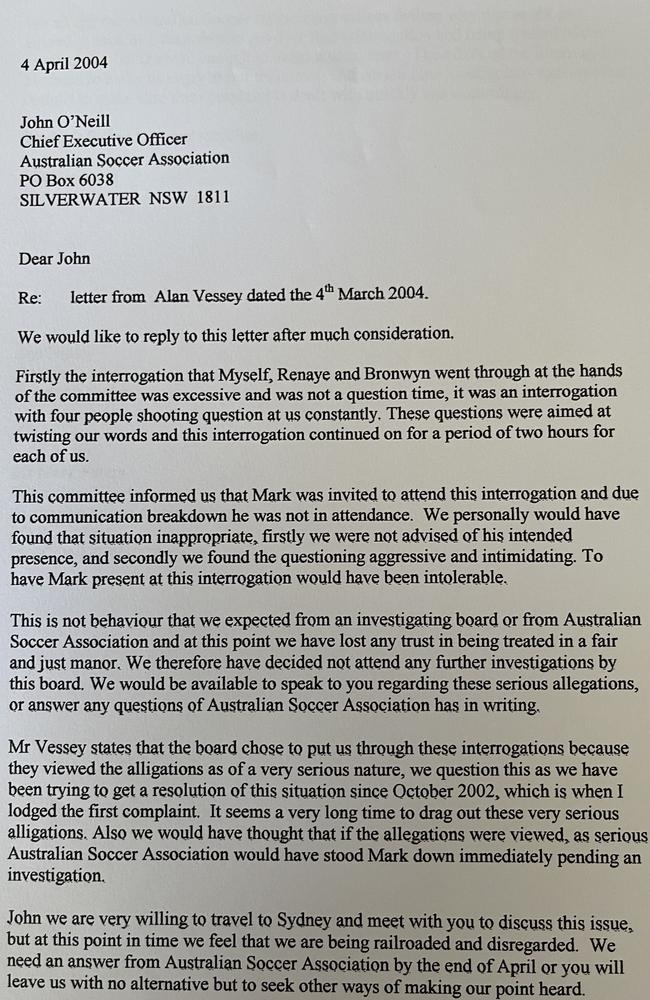 Letter of complaint to the FA detailing abuse