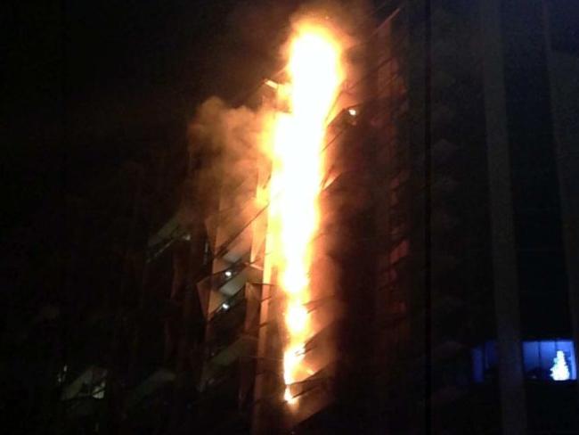 The blaze in the Docklands tower, in Melbourne, engulfed 13 storeys in 15 minutes. Picture: ABC