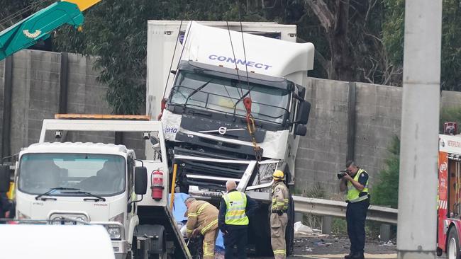 A Connect Logistics truck was involved in a crash that killed four police officers. Picture: AAP