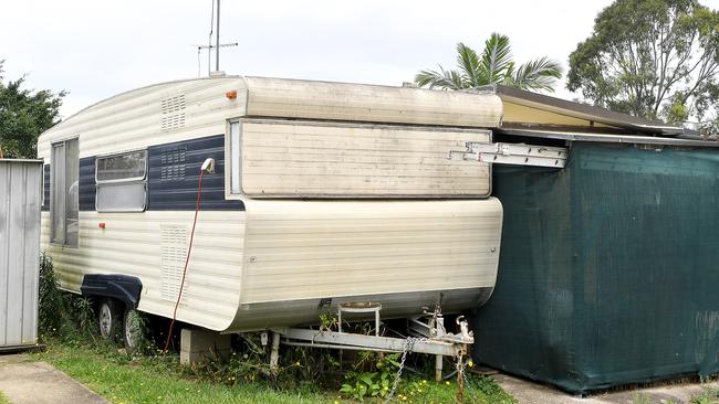 The caravan where the couple and baby lived. Springtime Gardens Caravan Park on Old Chatswood Rd, Daisy Hill. Picture: John Gass