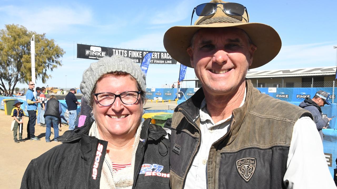 Karen and Glenn Connell from Townsville at Finke Desert Race 2022. Picture: (A)manda Parkinson
