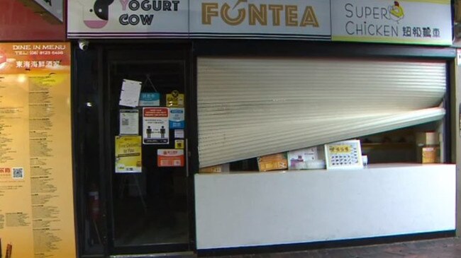 Fun Tea on Gouger St, a store at the centre of alleged wage theft and worker assault, was broken in to last night. Picture: Mark Mooney/ 7 News