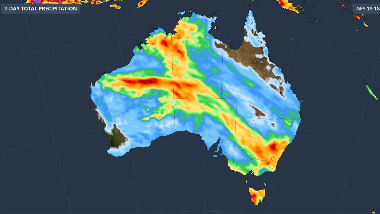 Most of the falls are forecast to be concentrated over next Thursday and Friday, according to Weatherzone. Picture: Supplied / Weatherzone