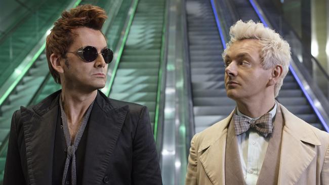 David Tennant and Michael Sheen in Good Omens. Picture: Prime Video