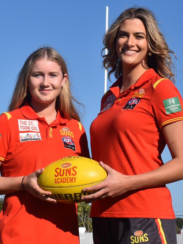 Wallis Randell (left) and Lauren Bella were Mackay’s first two Suns. Picture: Matthew Forrest