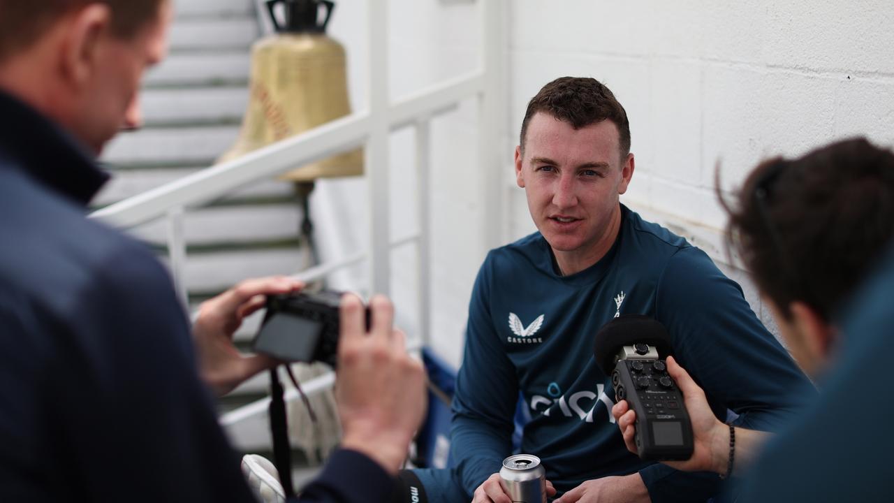 Harry Brook speaks to the media. (Photo by Ryan Pierse/Getty Images)