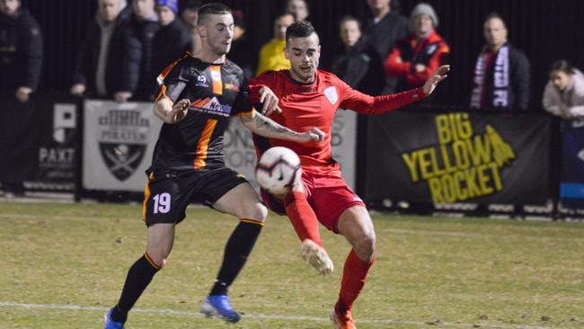 Nikola Mileusnic teed up Adelaide United’s opening goal against MetroStars, before limping off with a quad injury. Picture: Brenton Edwards