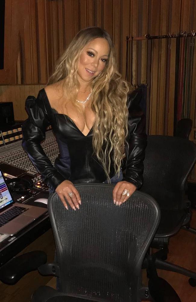 Mariah Carey wears the top for a studio recording. Picture: mariahcarey/Instagram