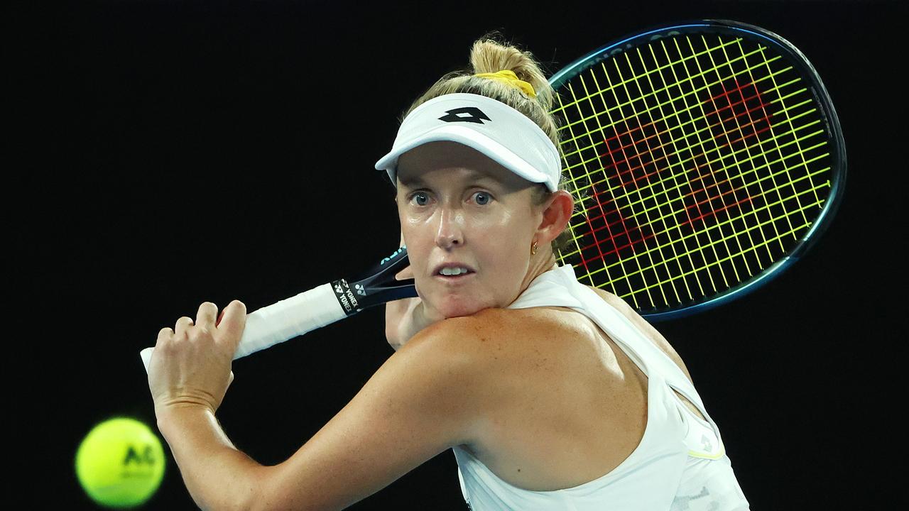 Storm Hunter in action against Barbora Krejcikova during their third round match on Rod Laver Arena. Picture: Mark Stewart