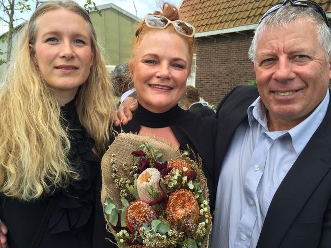 Wilma van Duyn, centre, with husband Jack and cousin Mirjam, at Vijfhuizen. Wilma's sister Yvonne died in the tragedy. Picture: AAP Image/Lloyd Jones