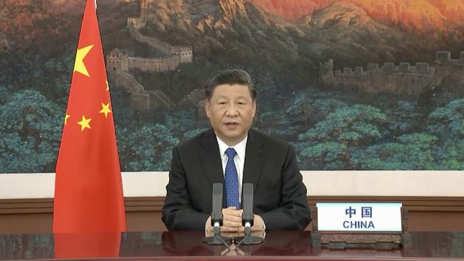 Chinese President Xi Jinping delivers a speech via video link at the opening of the World Health Assembly virtual meeting in May 18. Picture: AFP