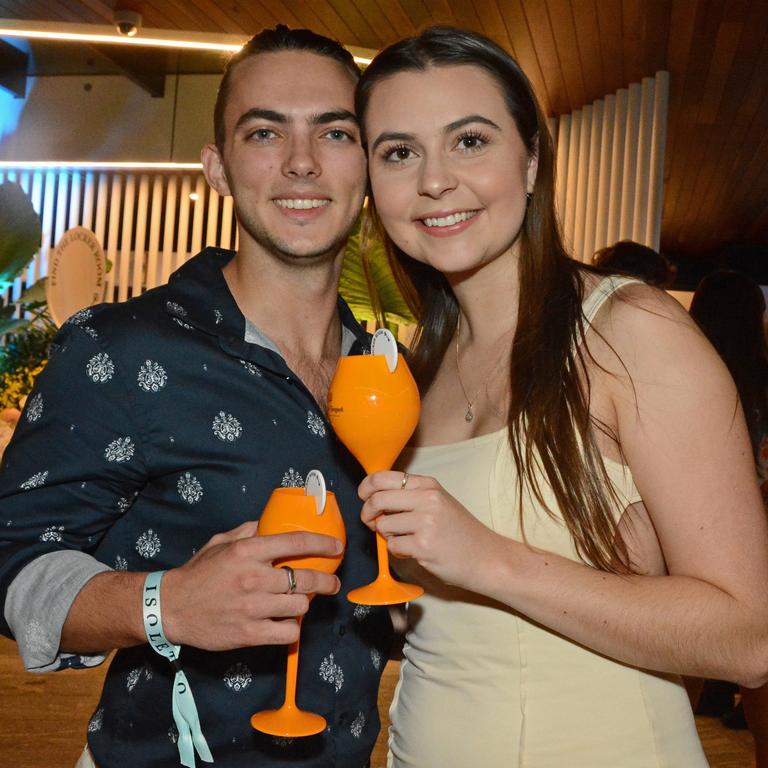 Michael Morris and Isabel Croker at the opening of Isoletto Pool Club at The Star Gold Coast. Picture: Regina King