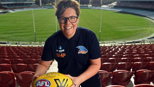 Premiership coach Bec Goddard has re-signed with Adelaide for the next season. Picture: Tom Huntley