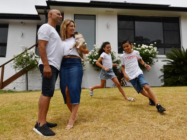 Emil and Vicky Rizk with their children Tommy and Angel at home in Kings Langley, Sydney, Thursday, 2 January 2020. Emil and Vicky Rizk launched the auction campaign for their King Langley home in Sydney's northwest on Christmas Eve. Picture - Sam Mooy/The Australian Newspaper