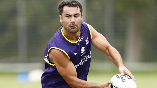 Jahrome Hughes at Melbourne Storm training on Monday Picture: Getty Images