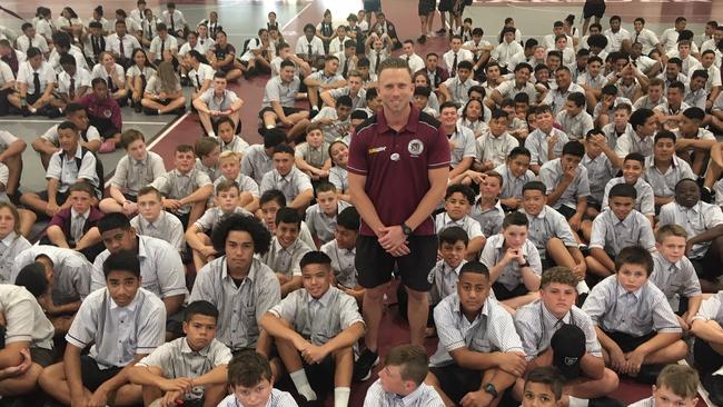 Matthew Hartigan with students at Marsden SHS.