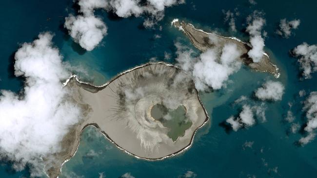 Hunga Tonga island from the air. It could be swallowed back into the sea at any moment.