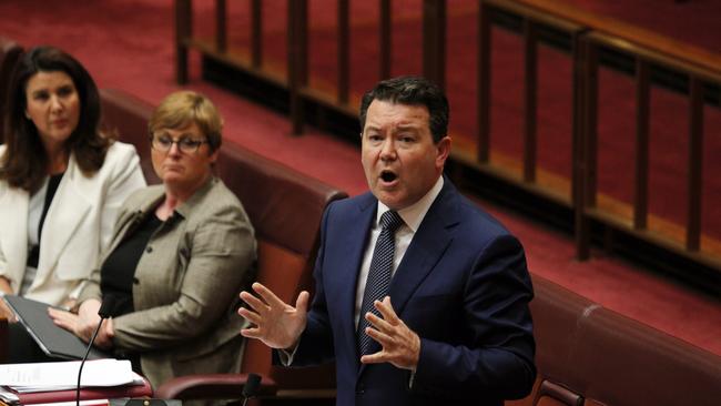 The Senate Marriage Equality Bill was again   addressed in the Senate  Chamber at Parliament House in Canberra. Senator Dean Smith in the chamber apposing a Bill amendment. Picture Gary Ramage