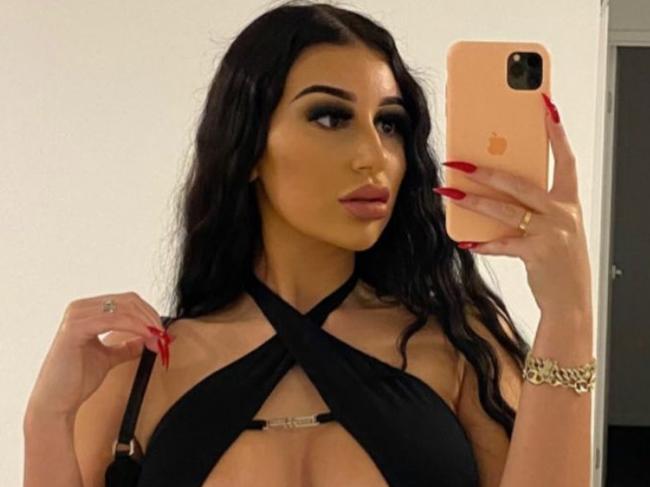 Mikaela Tester rocks daring cut-out dress on night out. Picture: Instagram/MikaelaTesta