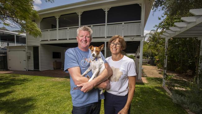 Patrick Condren with wife Margaret and friend at their home Picture: Glenn Hunt