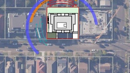 An aerial view of the proposed development.